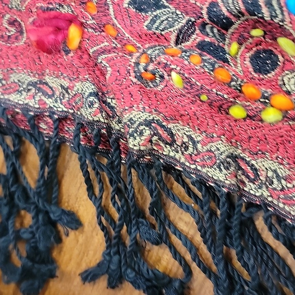 Boho Avani del amour Tunic with colorful Embroidered bell sleeves & fringe NWT - Picture 5 of 5